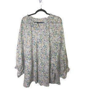 A.N.A. FLORAL TOP SHEER BALOON 3/4 SLEEVE LIGHT WEIGHT SIZE 4X